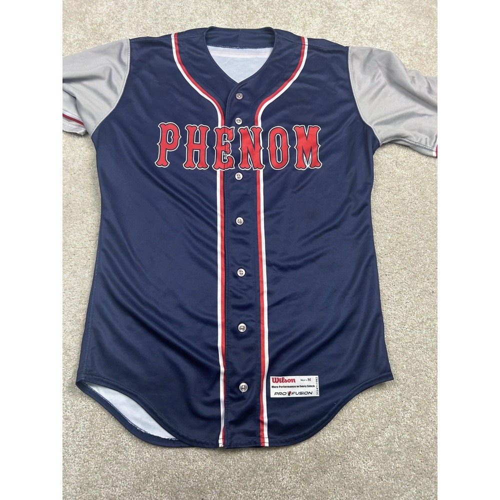 Wilson Shirt Mens Medium Blue Phenom 12‎ Pro Fusion Short Sleeve Baseball Jersey